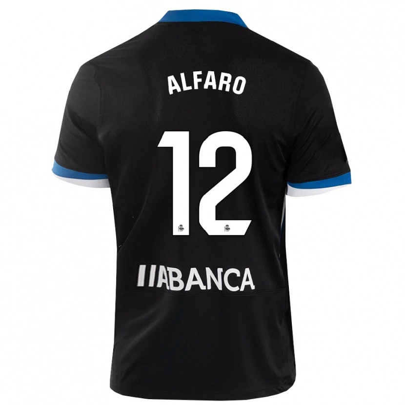 Danxen Mujer Camiseta Alejandro Alfaro #12 Negro Azul Blanco 2ª Equipación 2026/27 La Camisa