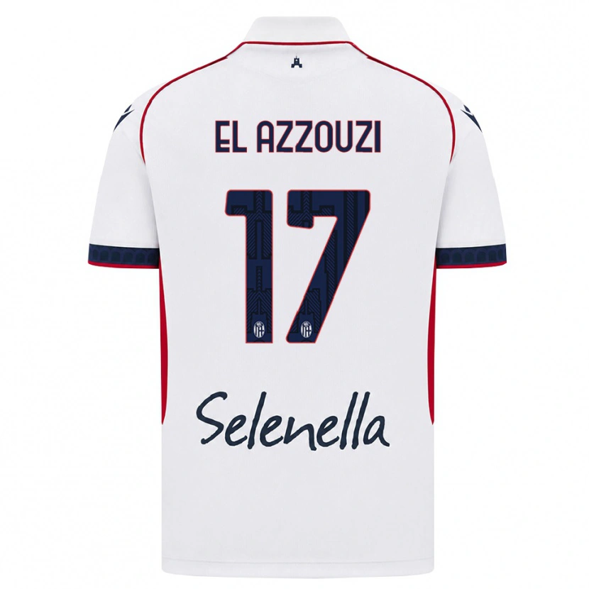Danxen Mujer Camiseta Oussama El Azzouzi #17 Blanco Rojo Azul Real 2ª Equipación 2026/27 La Camisa