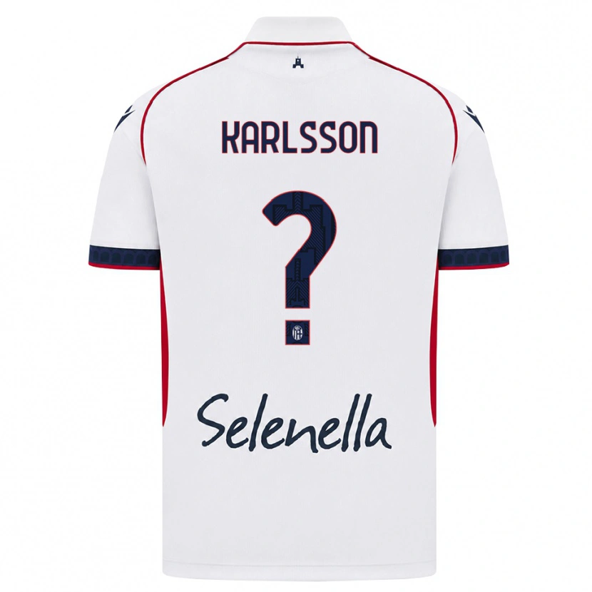 Danxen Mujer Camiseta Jesper Karlsson #0 Blanco Rojo Azul Real 2ª Equipación 2026/27 La Camisa