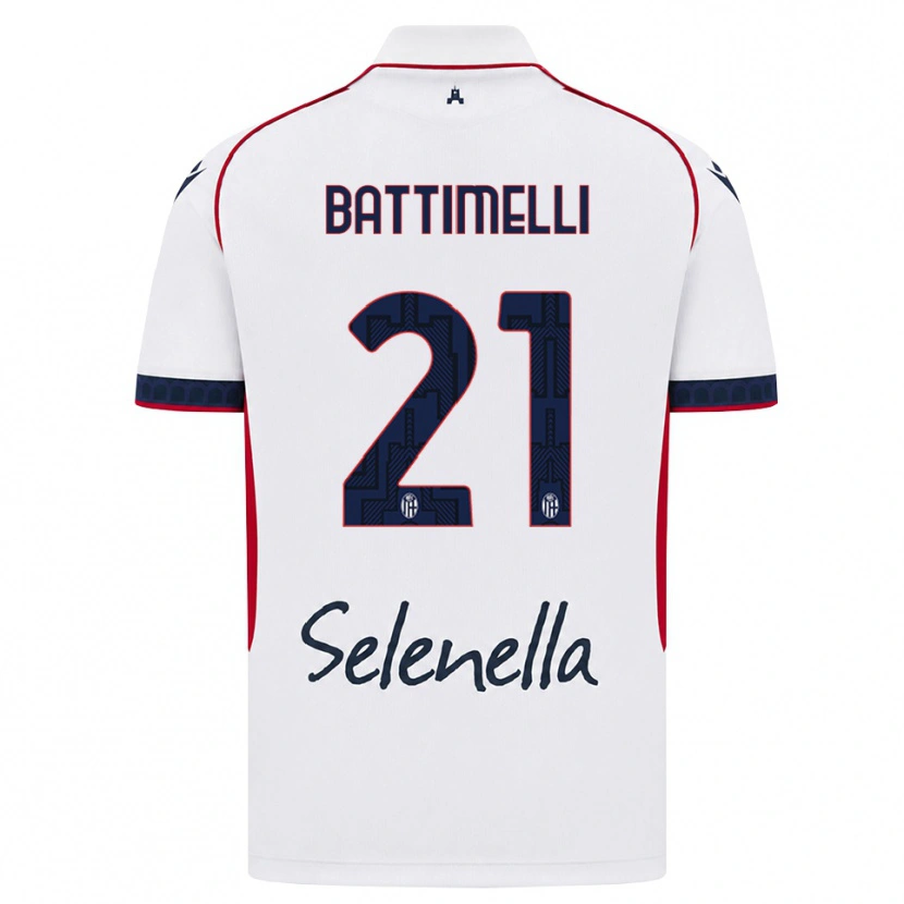 Danxen Mujer Camiseta Giuseppe Battimelli #21 Blanco Rojo Azul Real 2ª Equipación 2026/27 La Camisa