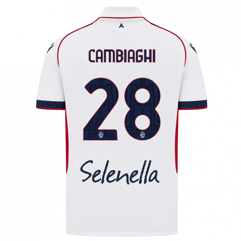 Danxen Mujer Camiseta Nicolò Cambiaghi #28 Blanco Rojo Azul Real 2ª Equipación 2026/27 La Camisa