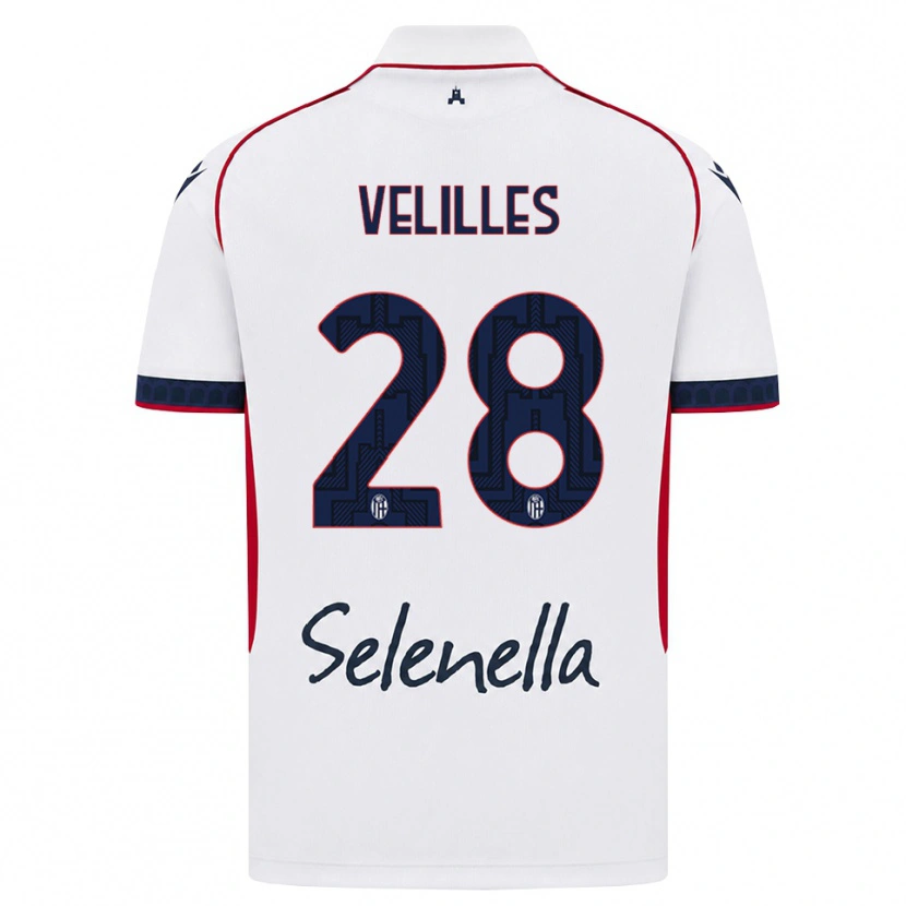 Danxen Mujer Camiseta Aarón Velilles #28 Blanco Rojo Azul Real 2ª Equipación 2026/27 La Camisa