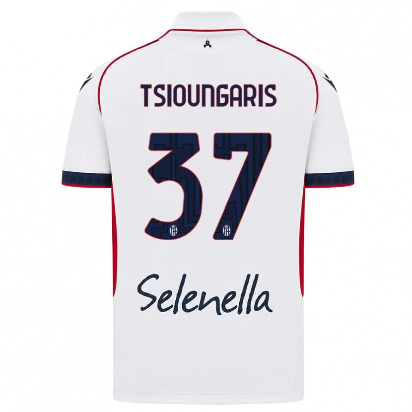 Danxen Mujer Camiseta Theodoros Tsioungaris #37 Blanco Rojo Azul Real 2ª Equipación 2026/27 La Camisa