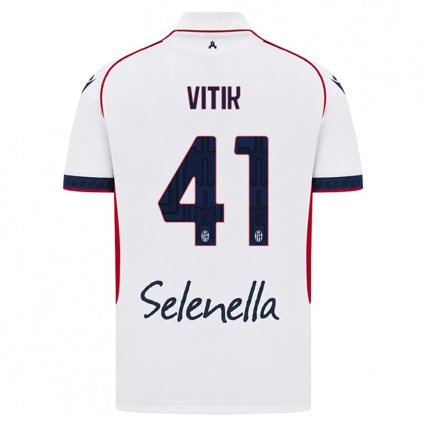Danxen Mujer Camiseta Martin Vitík #41 Blanco Rojo Azul Real 2ª Equipación 2026/27 La Camisa