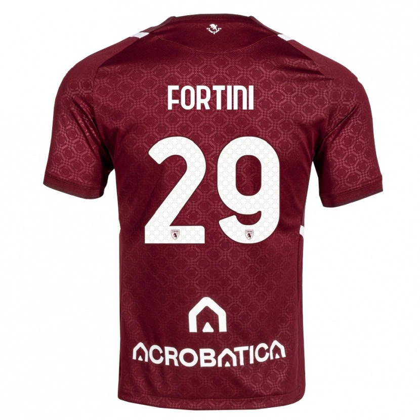 Danxen Niño Camiseta Niccolò Fortini #29 Burdeos Blanco 1ª Equipación 2026/27 La Camisa