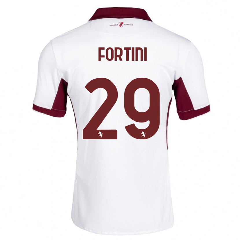 Danxen Niño Camiseta Niccolò Fortini #29 Burdeos Blanco Rojo 2ª Equipación 2026/27 La Camisa