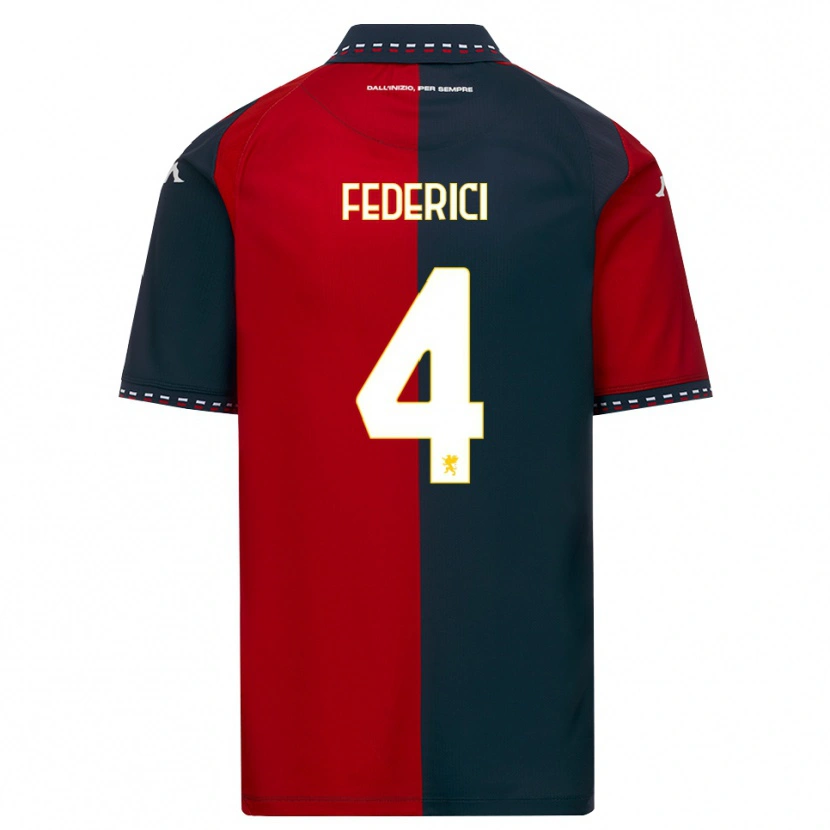 Danxen Niño Camiseta Matteo Federici #4 Rojo Negro Blanco 1ª Equipación 2026/27 La Camisa