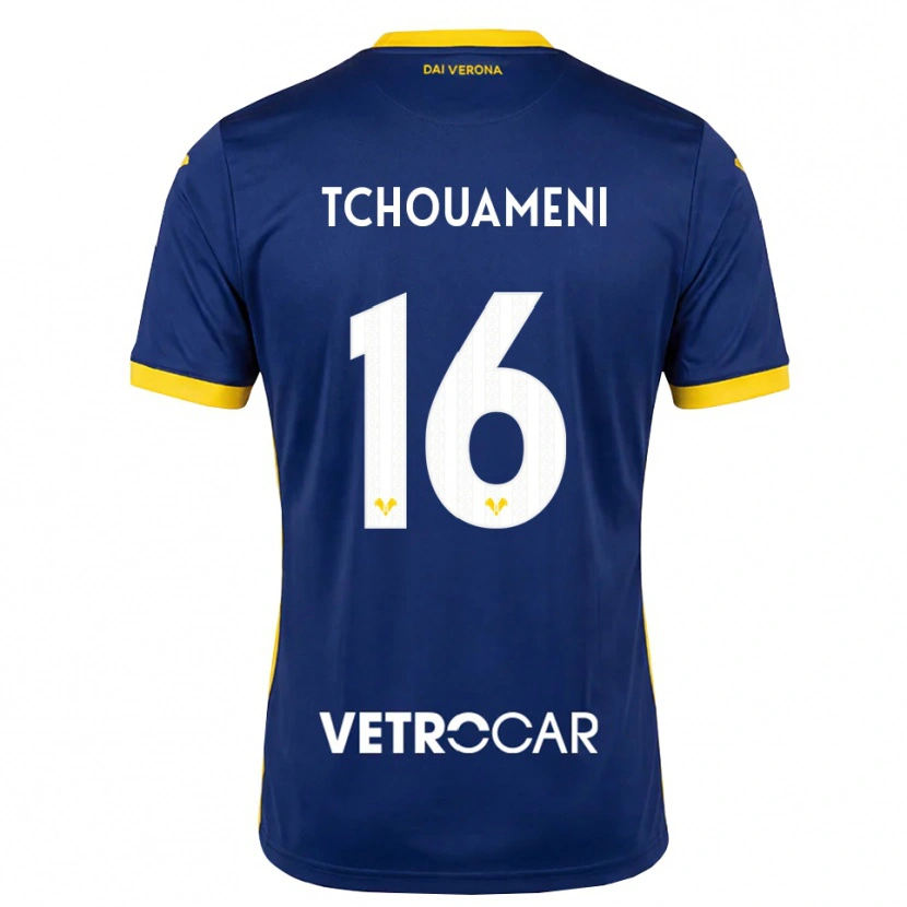 Danxen Niño Camiseta Alex Tchouameni #16 Azul Real Amarillo Blanco 1ª Equipación 2026/27 La Camisa