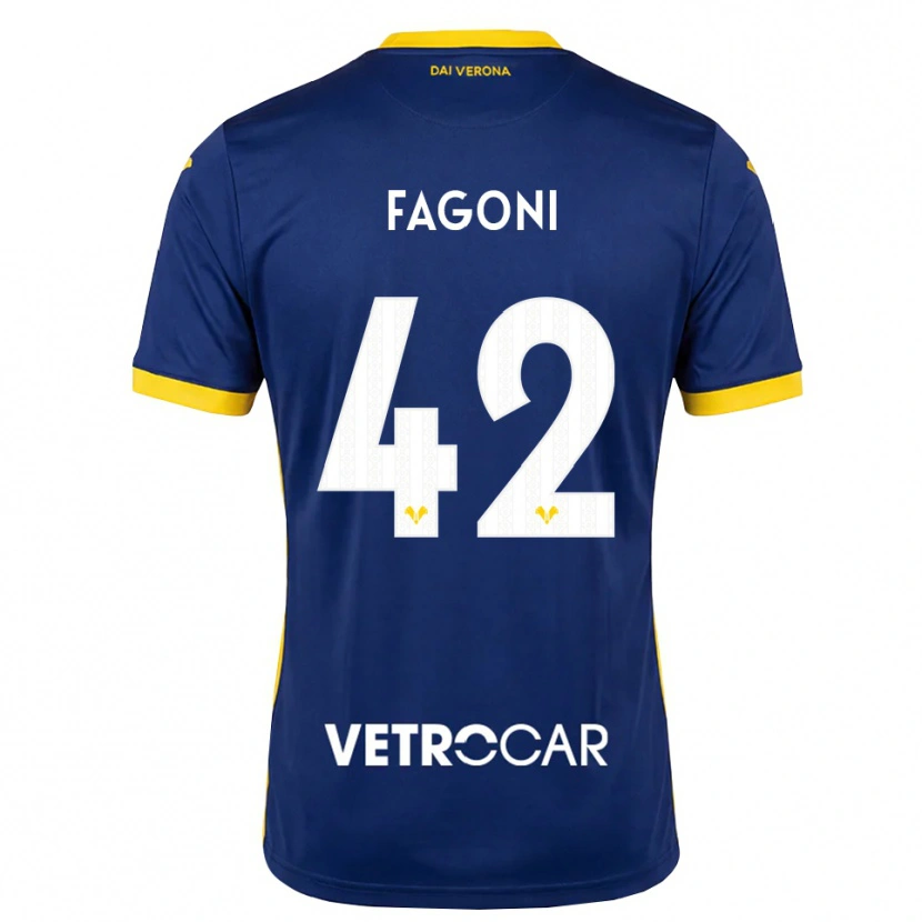Danxen Niño Camiseta Marco Fagoni #42 Azul Real Amarillo Blanco 1ª Equipación 2026/27 La Camisa