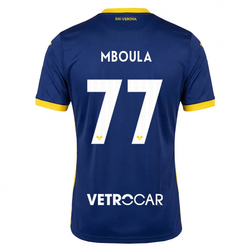 Danxen Niño Camiseta Jordi Mboula #77 Azul Real Amarillo Blanco 1ª Equipación 2026/27 La Camisa