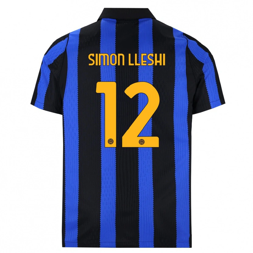 Danxen Niño Camiseta Simon Lleshi #12 Negro Azul Amarillo 1ª Equipación 2026/27 La Camisa