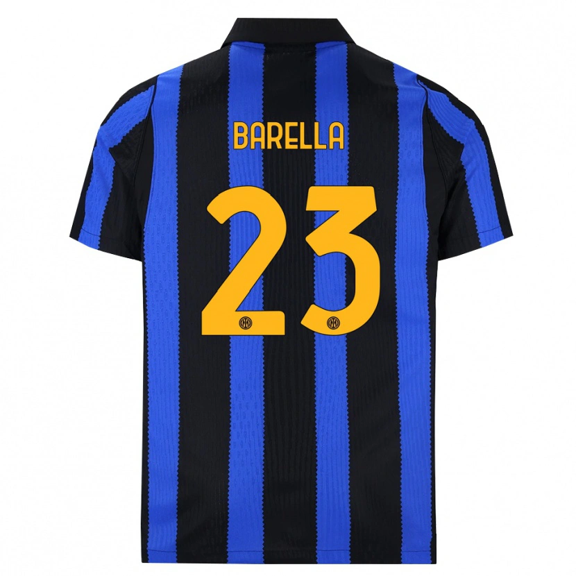 Danxen Niño Camiseta Nicolò Barella #23 Negro Azul Amarillo 1ª Equipación 2026/27 La Camisa