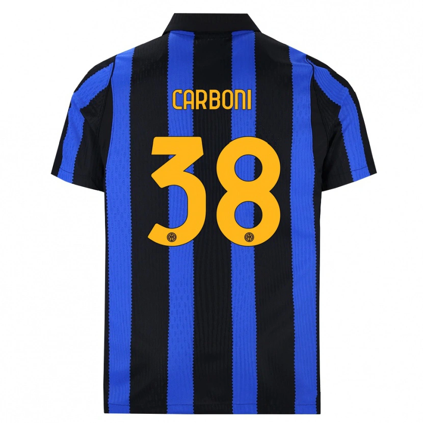 Danxen Niño Camiseta Valentin Carboni #38 Negro Azul Amarillo 1ª Equipación 2026/27 La Camisa