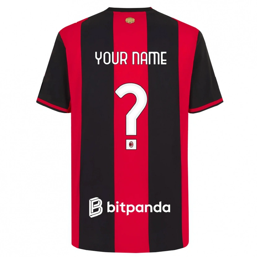 Danxen Niño Camiseta Su Nombre #0 Rojo Negro Blanco 1ª Equipación 2026/27 La Camisa