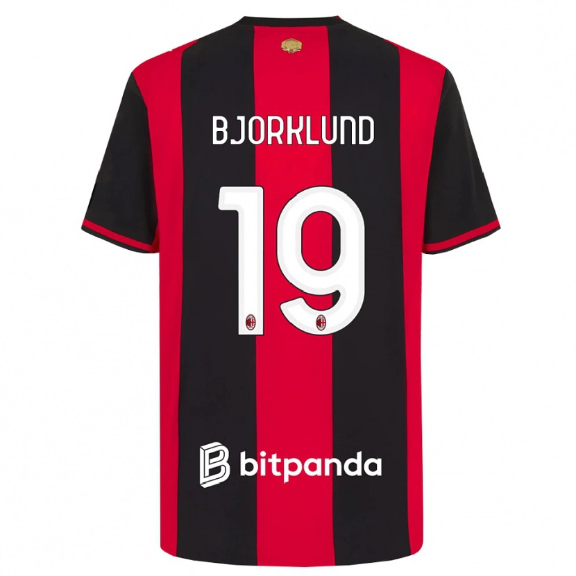 Danxen Niño Camiseta Lukas Bjorklund #19 Rojo Negro Blanco 1ª Equipación 2026/27 La Camisa