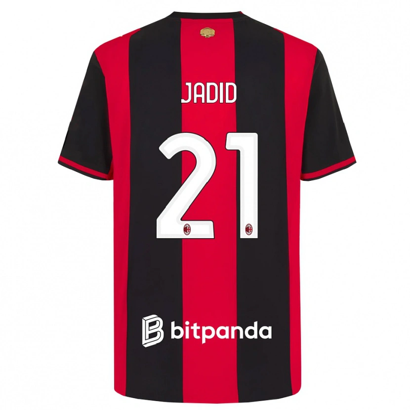 Danxen Niño Camiseta Akram Jadid #21 Rojo Negro Blanco 1ª Equipación 2026/27 La Camisa