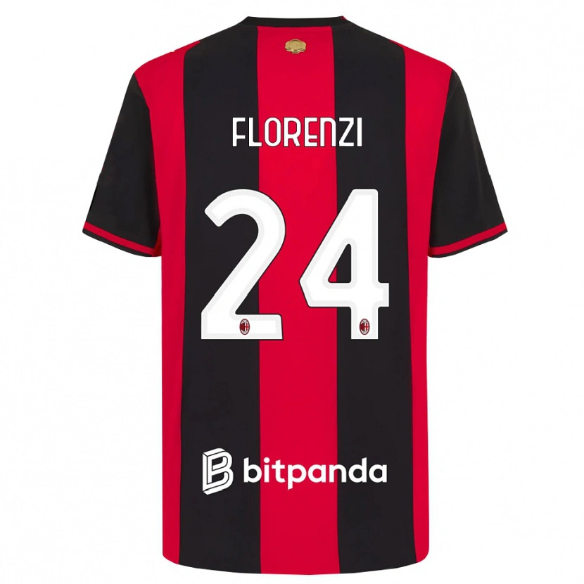 Danxen Niño Camiseta Alessandro Florenzi #24 Rojo Negro Blanco 1ª Equipación 2026/27 La Camisa