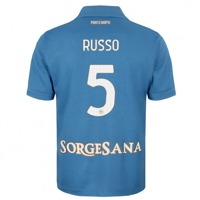 Danxen Niño Camiseta Lorenzo Russo #5 Azul Neblina Blanco 1ª Equipación 2026/27 La Camisa