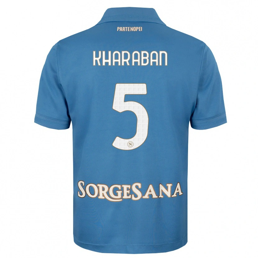 Danxen Niño Camiseta Vitaliy Kharaban #5 Azul Neblina Blanco 1ª Equipación 2026/27 La Camisa