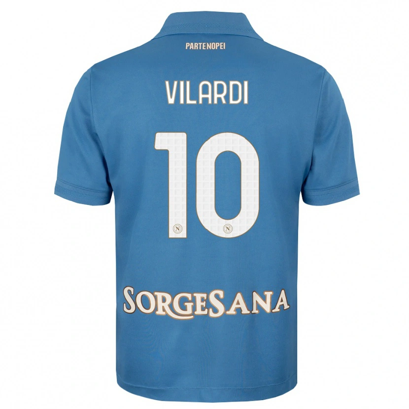 Danxen Niño Camiseta Mario Vilardi #10 Azul Neblina Blanco 1ª Equipación 2026/27 La Camisa