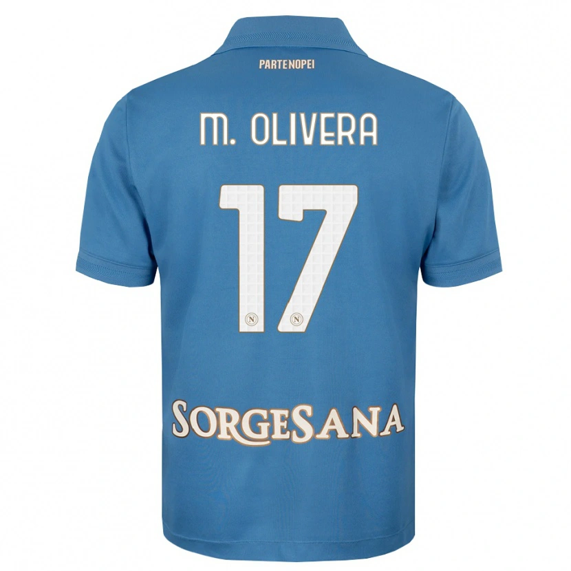 Danxen Niño Camiseta Mathías Olivera #17 Azul Neblina Blanco 1ª Equipación 2026/27 La Camisa