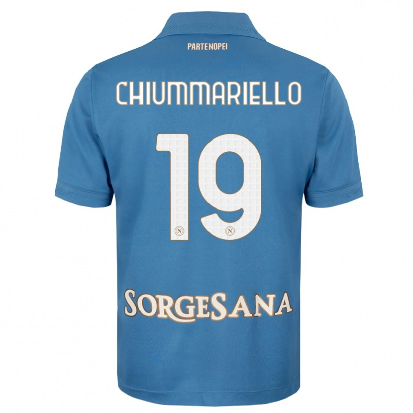 Danxen Niño Camiseta Andrea Chiummariello #19 Azul Neblina Blanco 1ª Equipación 2026/27 La Camisa