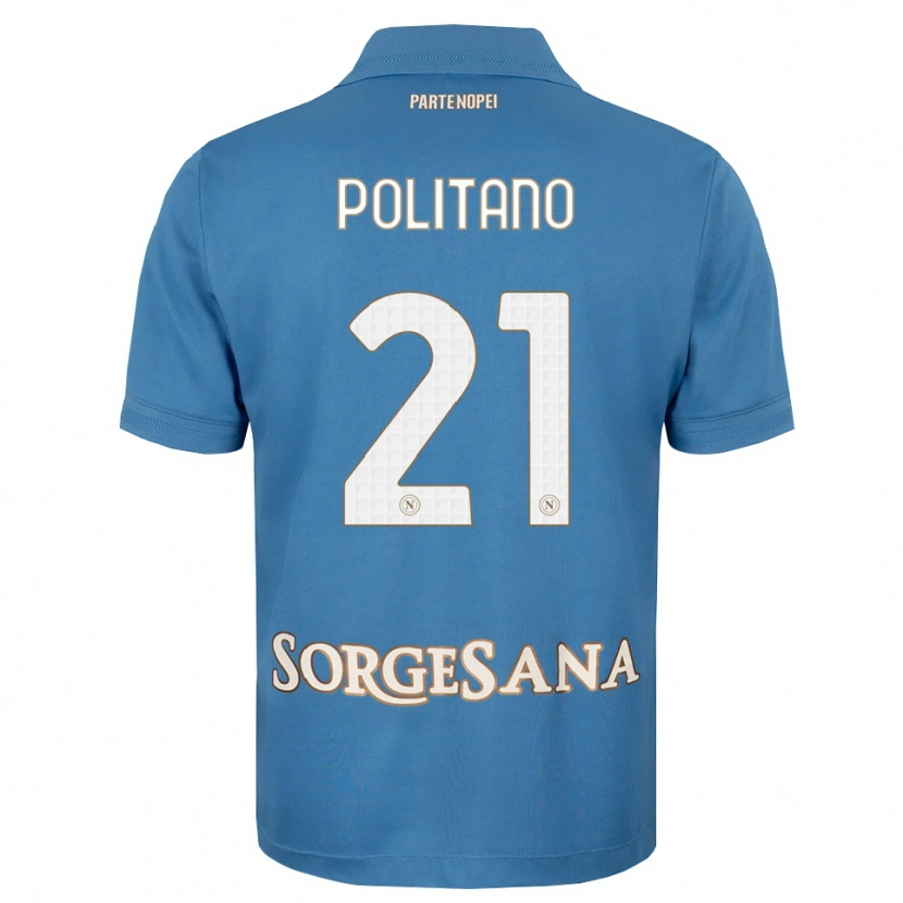 Danxen Niño Camiseta Matteo Politano #21 Azul Neblina Blanco 1ª Equipación 2026/27 La Camisa