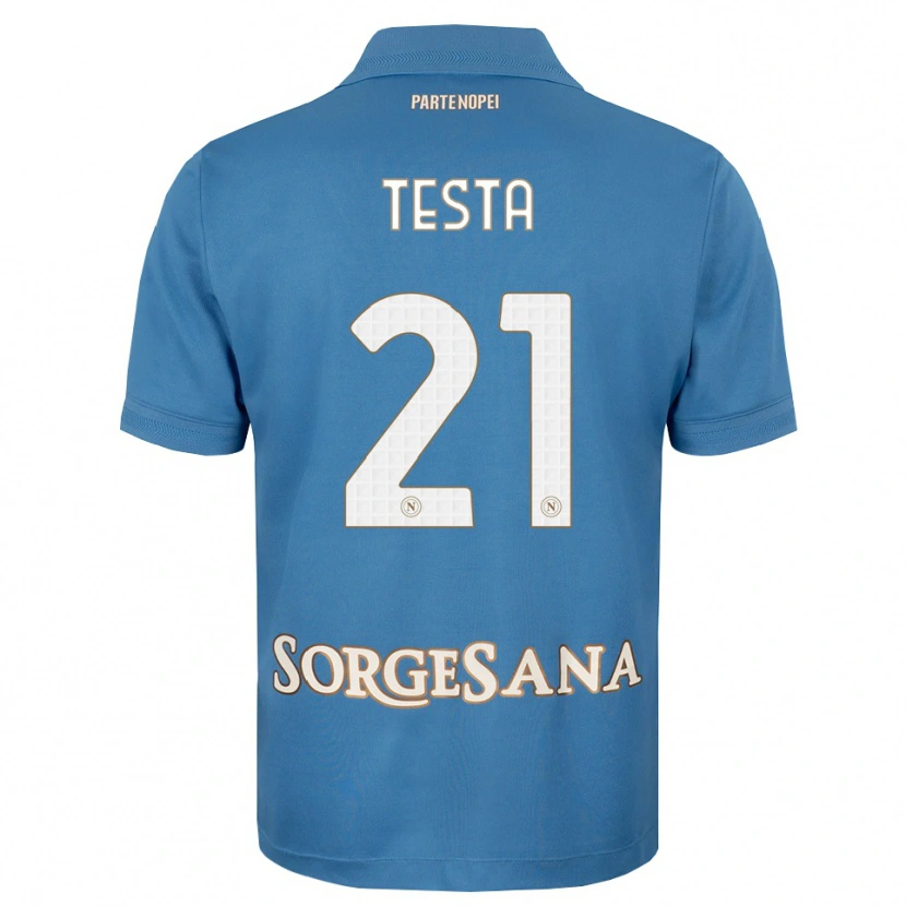 Danxen Niño Camiseta Vincenzo Testa #21 Azul Neblina Blanco 1ª Equipación 2026/27 La Camisa