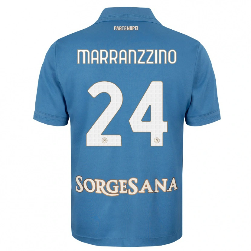 Danxen Niño Camiseta Pasquale Marranzzino #24 Azul Neblina Blanco 1ª Equipación 2026/27 La Camisa