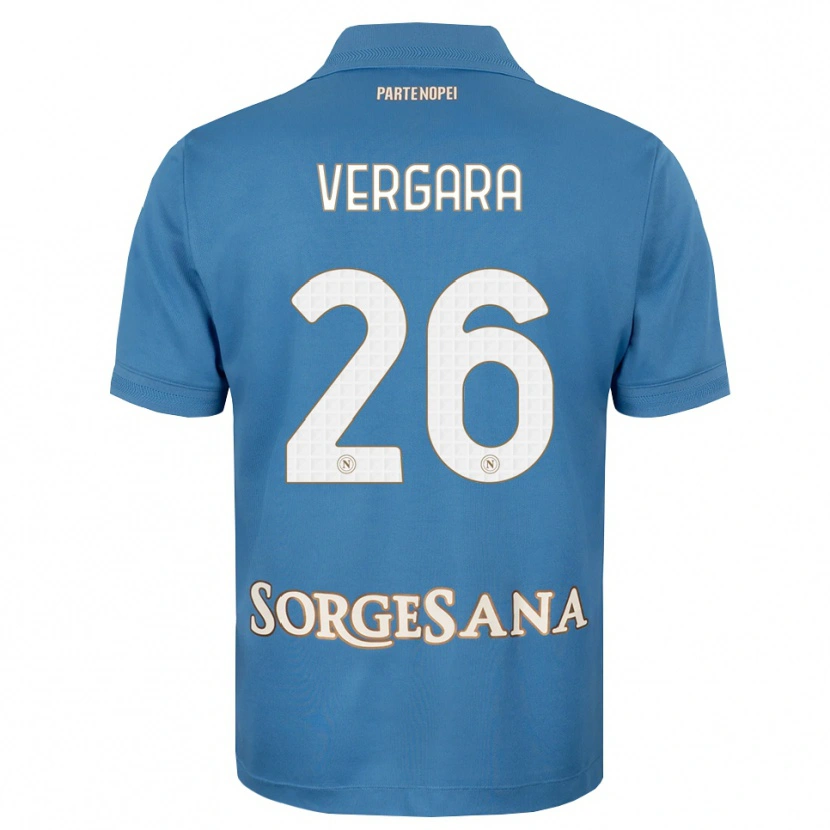 Danxen Niño Camiseta Antonio Vergara #26 Azul Neblina Blanco 1ª Equipación 2026/27 La Camisa