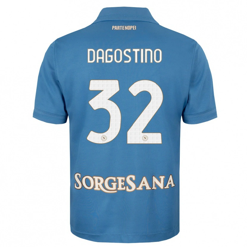 Danxen Niño Camiseta Giuseppe Dagostino #32 Azul Neblina Blanco 1ª Equipación 2026/27 La Camisa