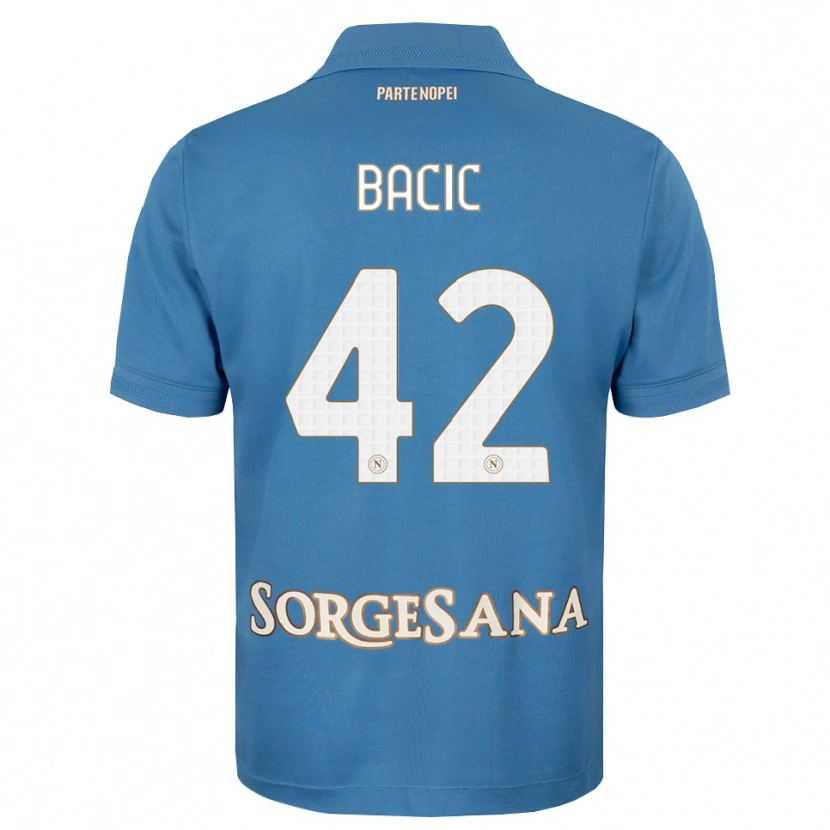 Danxen Niño Camiseta Doris Bačić #42 Azul Neblina Blanco 1ª Equipación 2026/27 La Camisa
