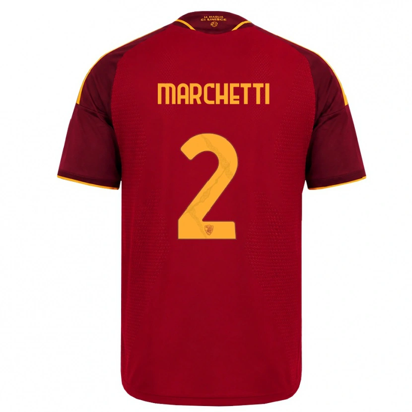 Danxen Niño Camiseta Tommaso Marchetti #2 Rojo Dorado Amarillo 1ª Equipación 2026/27 La Camisa