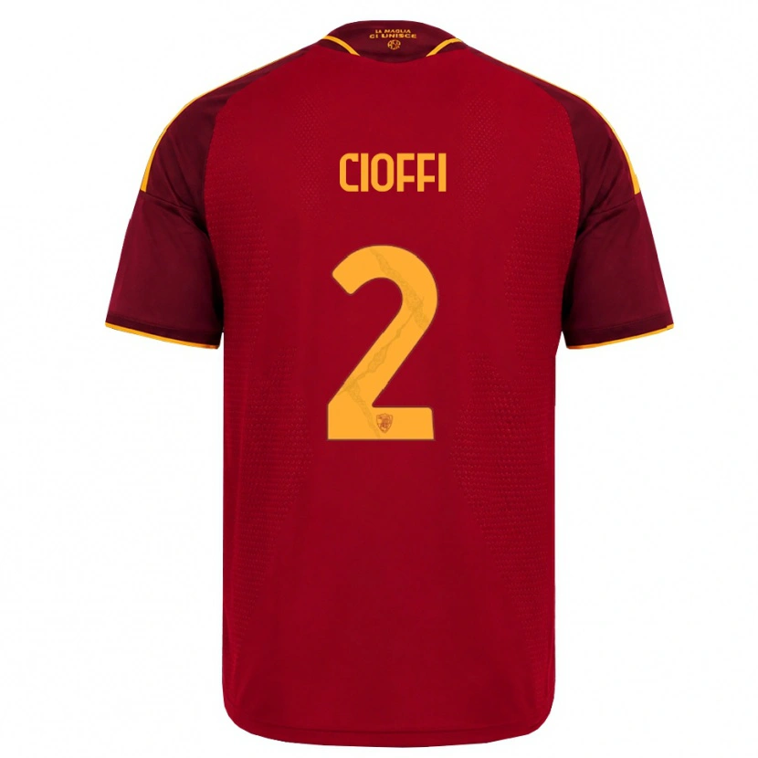 Danxen Niño Camiseta Cristian Cioffi #2 Rojo Dorado Amarillo 1ª Equipación 2026/27 La Camisa