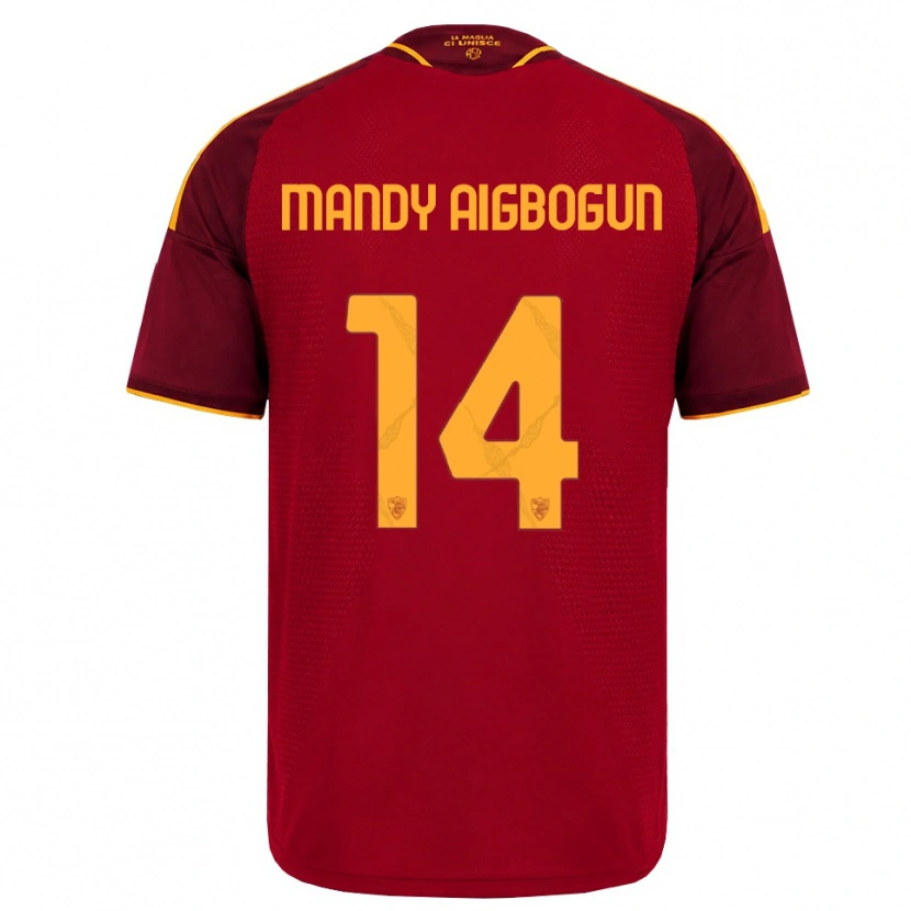 Danxen Niño Camiseta Eseosa Mandy Aigbogun #14 Rojo Dorado Amarillo 1ª Equipación 2026/27 La Camisa