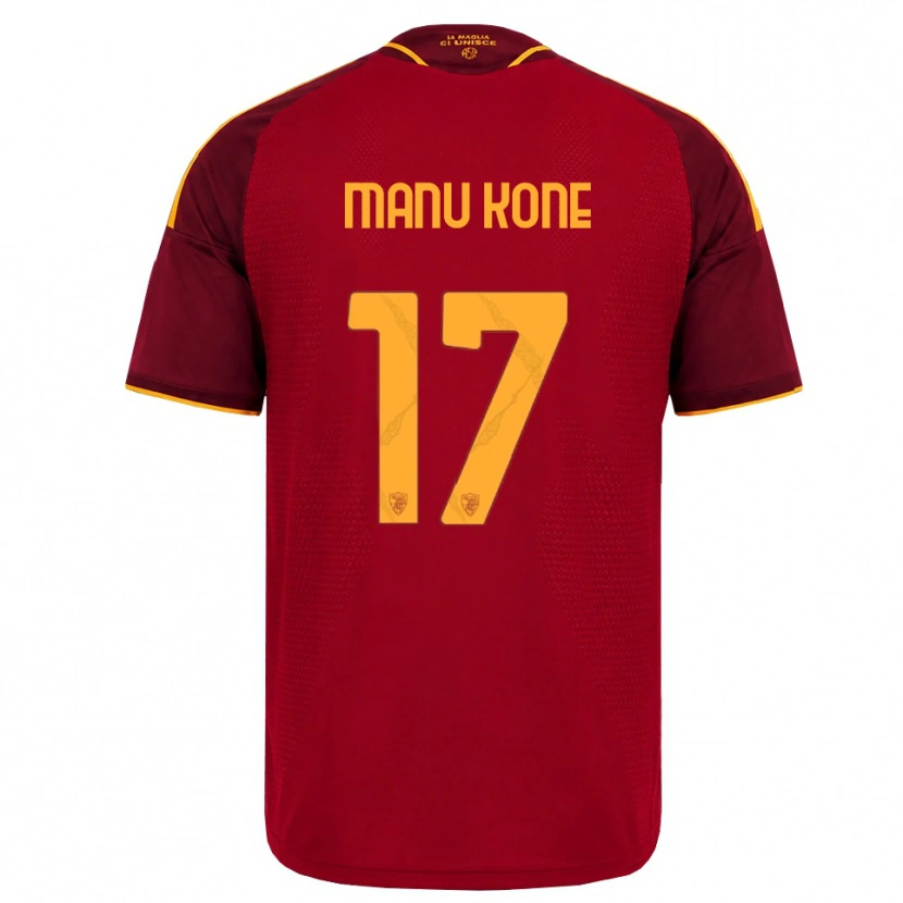 Danxen Niño Camiseta Manu Koné #17 Rojo Dorado Amarillo 1ª Equipación 2026/27 La Camisa