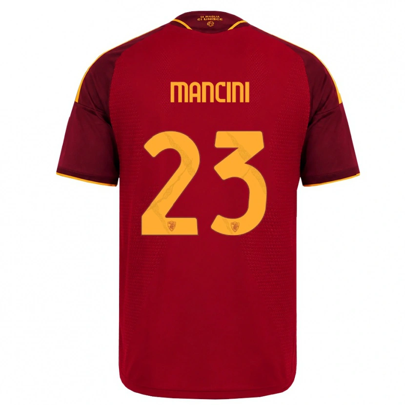 Danxen Niño Camiseta Gianluca Mancini #23 Rojo Dorado Amarillo 1ª Equipación 2026/27 La Camisa