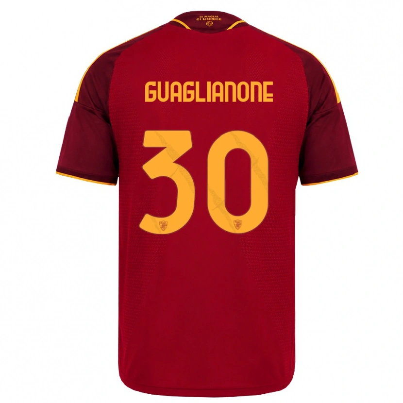 Danxen Niño Camiseta Mattia Guaglianone #30 Rojo Dorado Amarillo 1ª Equipación 2026/27 La Camisa
