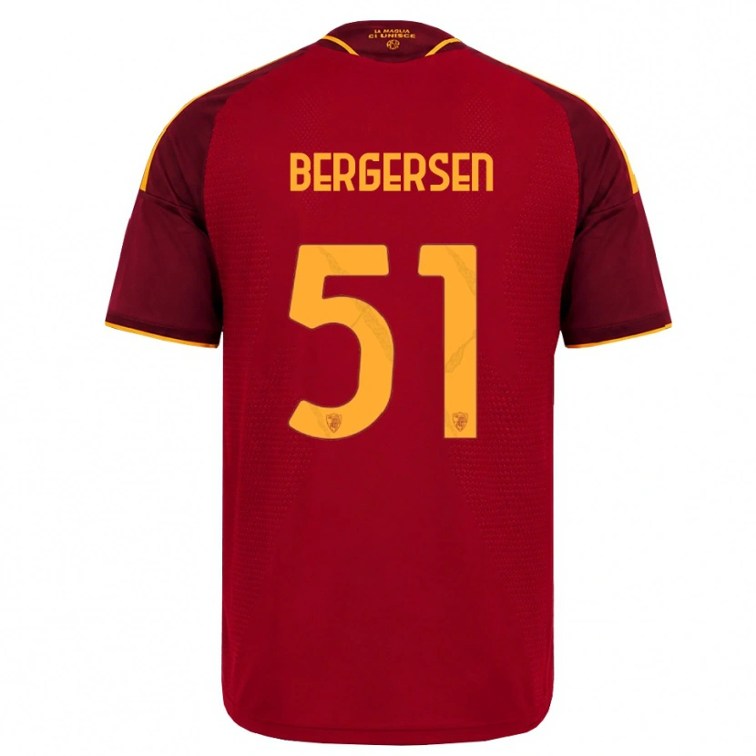 Danxen Niño Camiseta Mina Bergersen #51 Rojo Dorado Amarillo 1ª Equipación 2026/27 La Camisa