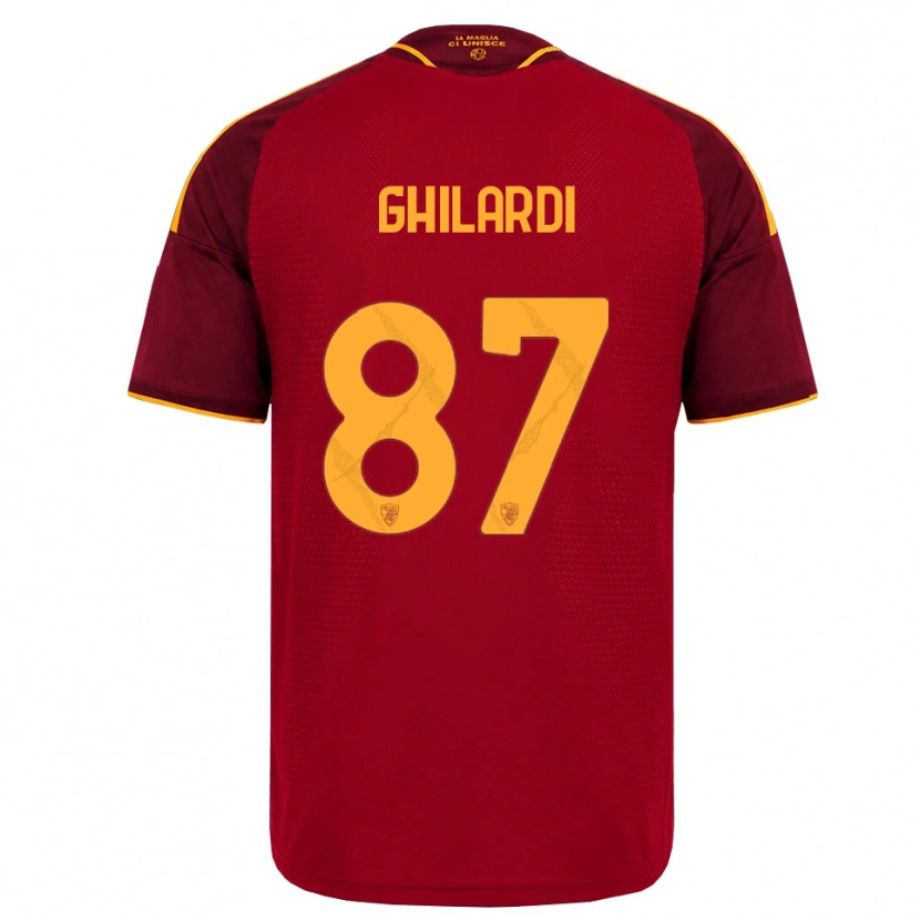 Danxen Niño Camiseta Daniele Ghilardi #87 Rojo Dorado Amarillo 1ª Equipación 2026/27 La Camisa