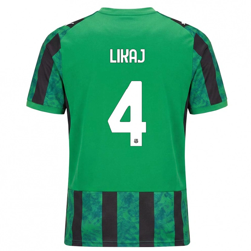 Danxen Niño Camiseta Enea Likaj #4 Verde Negro Blanco 1ª Equipación 2026/27 La Camisa