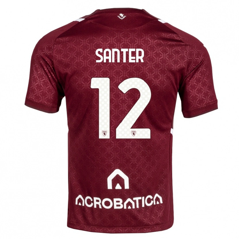 Danxen Niño Camiseta Leonardo Santer #12 Burdeos Blanco 1ª Equipación 2026/27 La Camisa