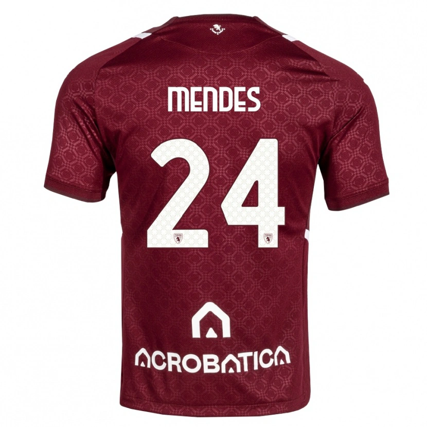 Danxen Niño Camiseta Rodrigo Mendes #24 Burdeos Blanco 1ª Equipación 2026/27 La Camisa
