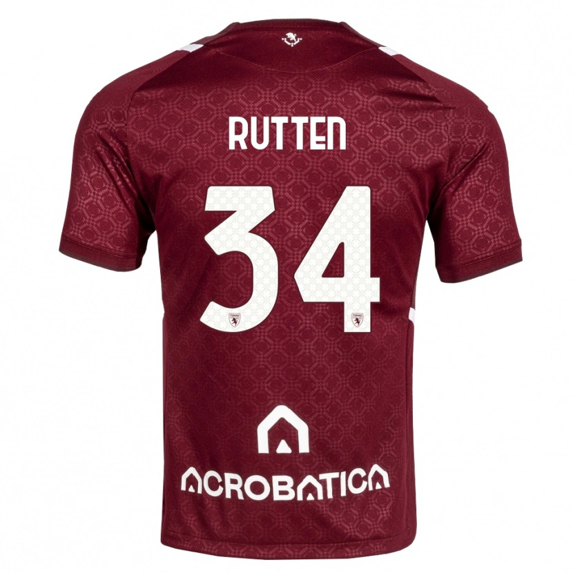 Danxen Niño Camiseta Jill Rutten #34 Burdeos Blanco 1ª Equipación 2026/27 La Camisa