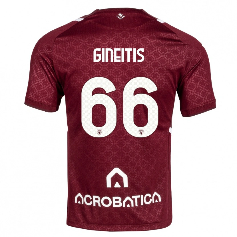 Danxen Niño Camiseta Gvidas Gineitis #66 Burdeos Blanco 1ª Equipación 2026/27 La Camisa