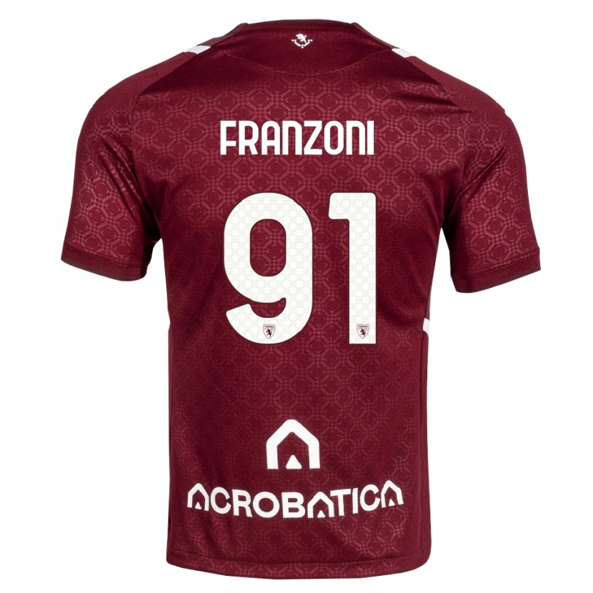 Danxen Niño Camiseta Nicolò Franzoni #91 Burdeos Blanco 1ª Equipación 2026/27 La Camisa