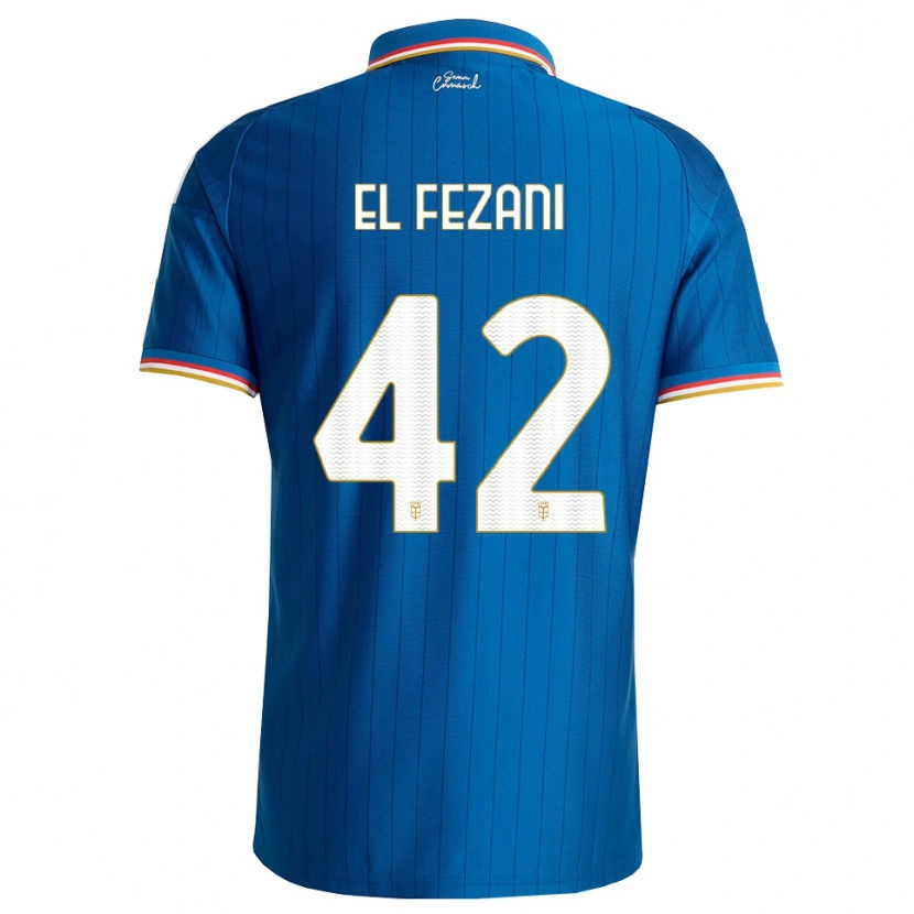 Danxen Niño Camiseta Mohamed El Fezani #42 Azul Blanco Rojo 1ª Equipación 2026/27 La Camisa