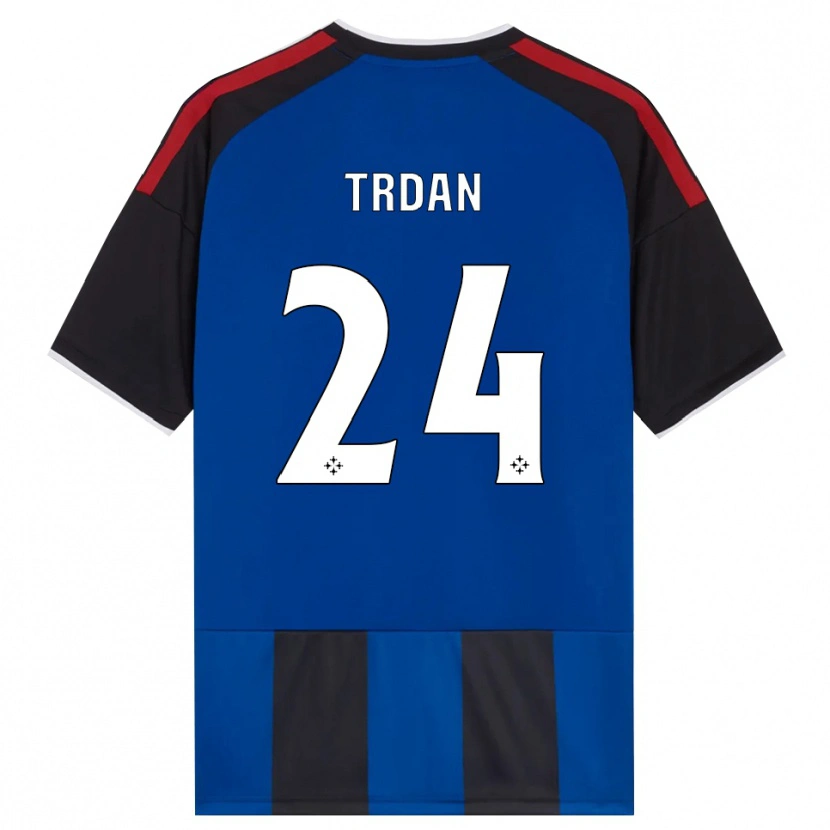 Danxen Niño Camiseta Miha Trdan #24 Negro Rojo Blanco Azul 1ª Equipación 2026/27 La Camisa