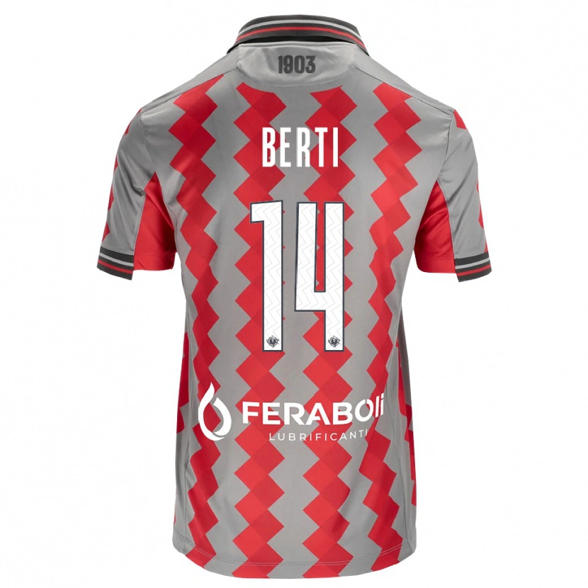 Danxen Niño Camiseta Tommaso Berti #14 Gris Rojo Blanco 1ª Equipación 2026/27 La Camisa