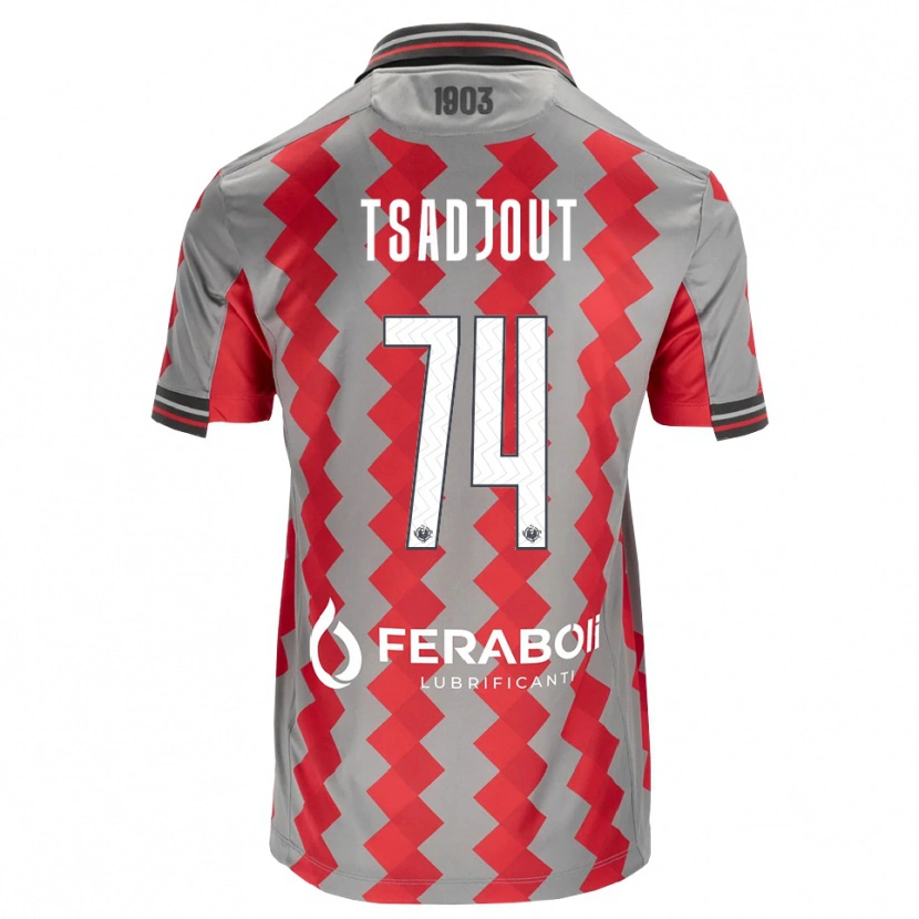 Danxen Niño Camiseta Frank Tsadjout #74 Gris Rojo Blanco 1ª Equipación 2026/27 La Camisa